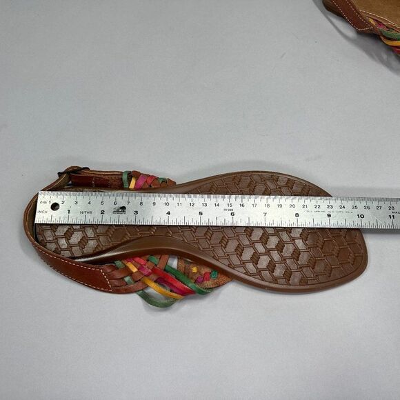 Raramuri Women's Size 9 Brown Colorful Leather Thong Sandals - Picture 10 of 10